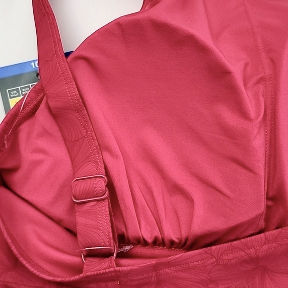 ROOTS Women's One Piece Pink Swimsuit  Floral Print High Neck High Back Sz 10 - Picture 7 of 16